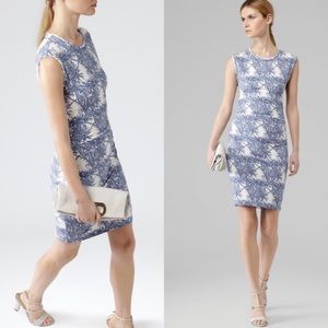 Reiss Rica Palm Print Ruched Sheath Dress